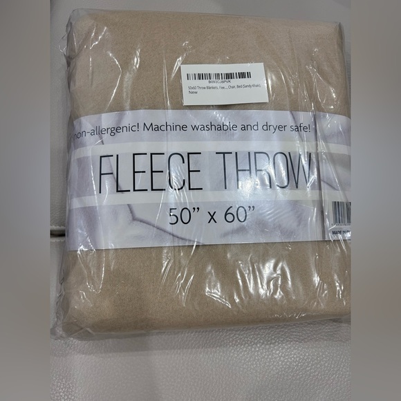 Fleece Throw Blanket • Sandy/Tan • New in Package • 50” x  60” • - Picture 1 of 5